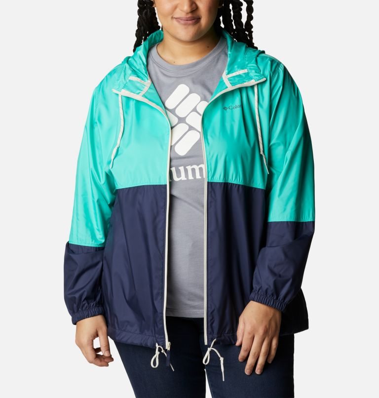 Columbia Flash Forward Windbreaker Jakke Dame Turkis Marineblå | Plus Size 25410Y